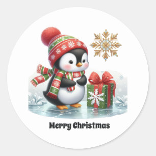 Adesivo Pinguim festivo e habitual Feliz Natal