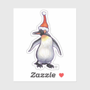 Adesivo Pinguim festivo num Chapéu de Papai Noel