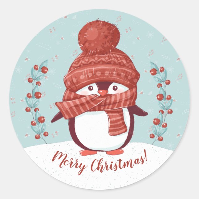 Adesivo Pinguim Fofo Feliz Natal (Frente)