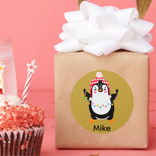 Adesivo Pinguim Grelha com Luzes de Natal (Festa)