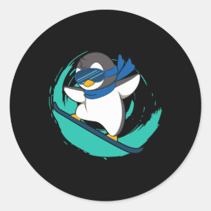Adesivo Pinguim Inverno No Snowboard