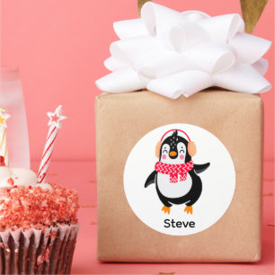 Adesivo Pinguim Jolly Natal em Scarf com Malgas