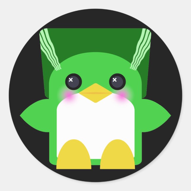 Adesivo Pinguim Kawaii Noiva De Frankenstein (Frente)