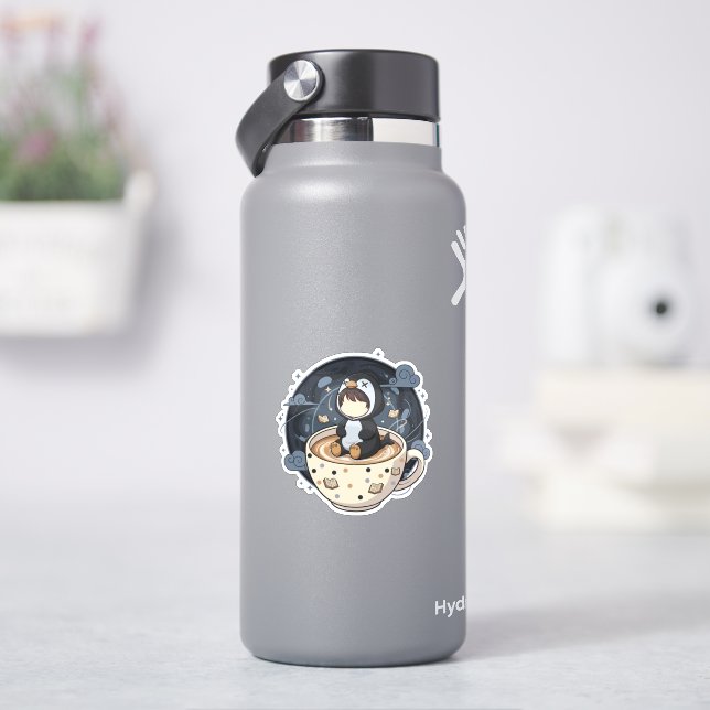 Adesivo Pinguim Leitor com Xícara Quente (HidroFlask)