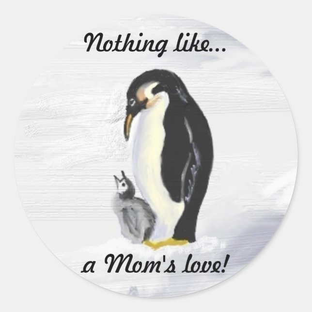 Adesivo Pinguim Mãe e Bebês (Frente)