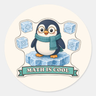 Adesivo Pinguim Math É Legal com Cubos de Símbolos Matemát