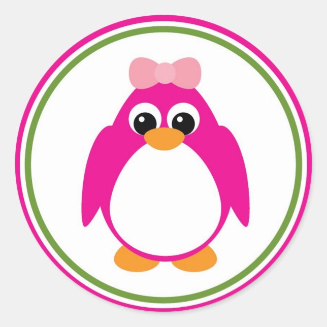 Adesivo Pinguim-menina de rosa e verde (Frente)