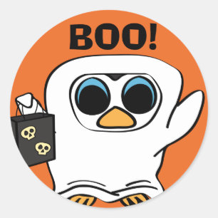 Adesivo Pinguim na doçura ou travessura do traje do