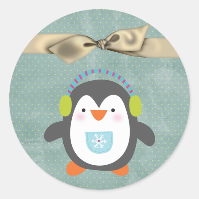 Adesivo Pinguim Natal de Envelope de 20 - 1,5" (Frente)