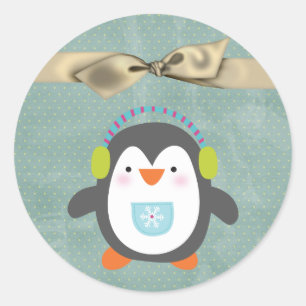 Adesivo Pinguim Natal de Envelope de 20 - 1,5"
