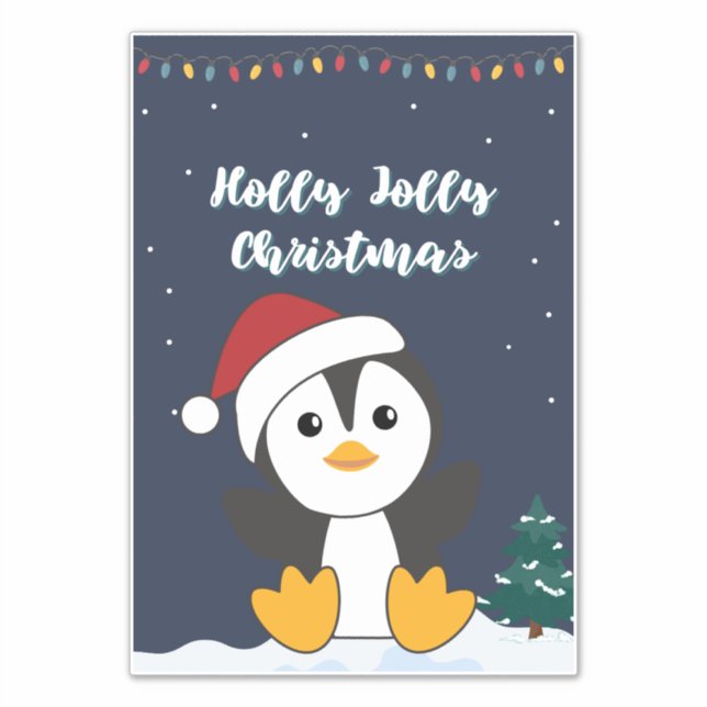 Adesivo Pinguim Natal Neve Animais de inverno Pinguins Sti (Frente)
