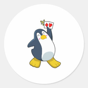 Adesivo Pinguim no Poker com cartões Poker