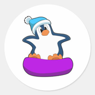 Adesivo Pinguim no Snowboard com Snowboard