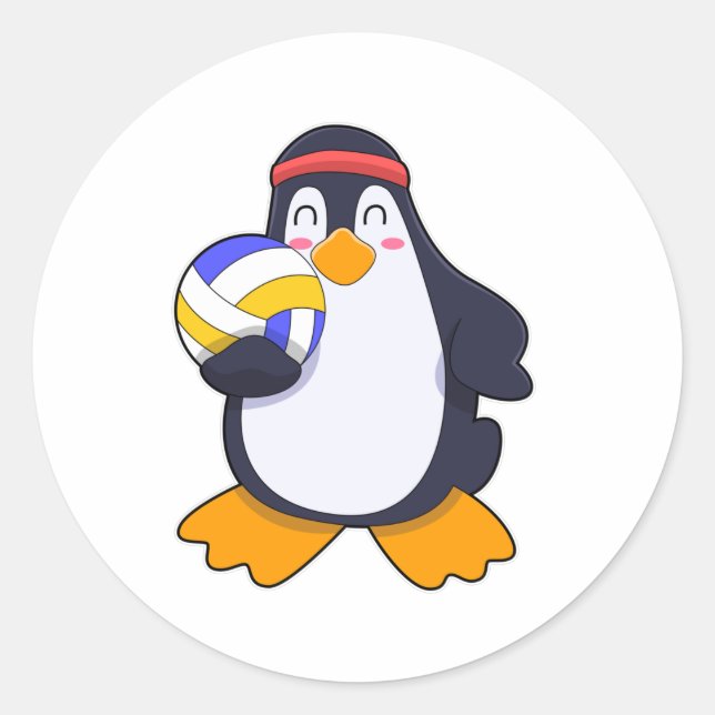 Adesivo Pinguim nos esportes de vôlei (Frente)
