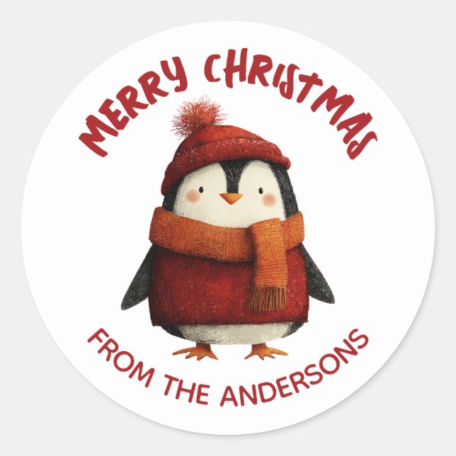 Adesivo Pinguim Pinguim Cáuque Feliz Natal de (Frente)