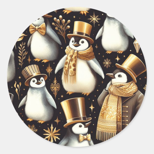 Adesivo Pinguim preto e Ouro (Frente)