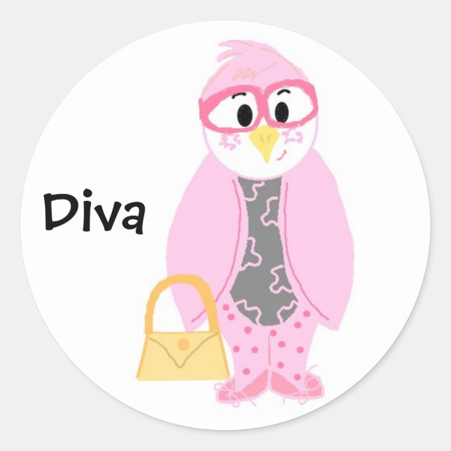 Adesivo Pinguim Rosa Diva (Frente)