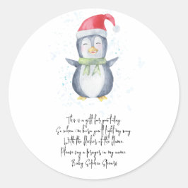 Adesivo Pinguim. Rótulo da vela de oração