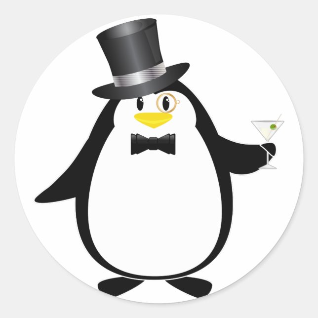 Adesivo Pinguim sofisticado com Martini (Frente)