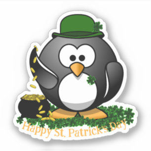 Adesivo Pinguim Sortudo Dia de São Patrício