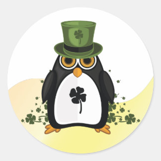 Adesivo Pinguim Sortudo Trevo de Quatro Folhas Dia de São