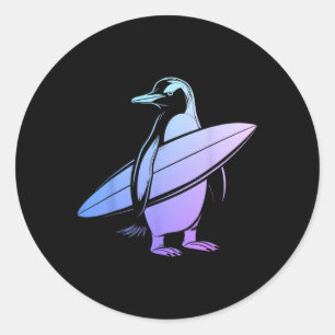 Adesivo Pinguim Surfista Prancha de Surfe Surfando Diverti