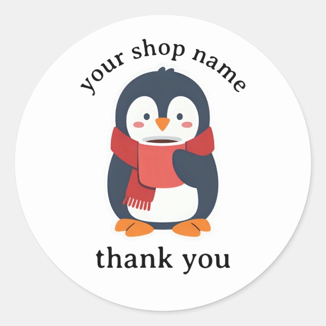 Adesivo Pinguim tomando café quente com um cachecol aconch (Frente)