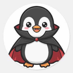 Adesivo Pinguim Vampiro Fofo de Halloween