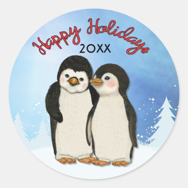 Adesivo Pinguim Vinheta de Natal (Frente)