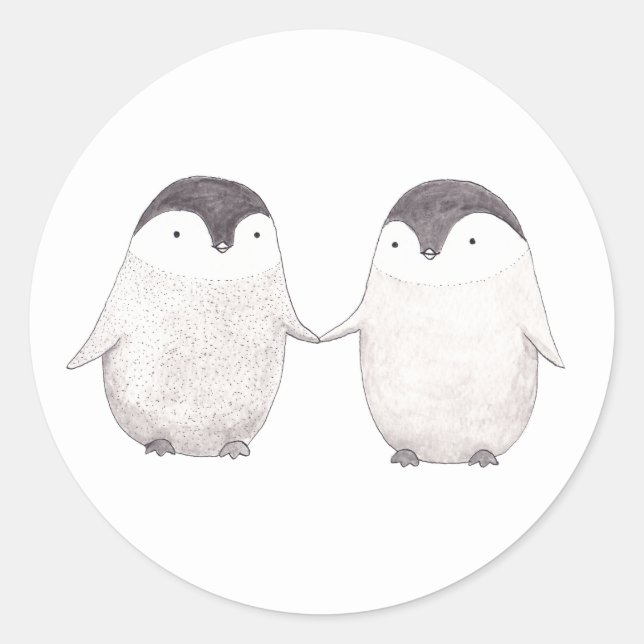 Adesivo Pinguins bonitos Casal Pinguins Feliz (Frente)
