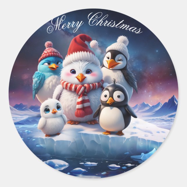 Adesivo Pinguins bonitos estilo cartoon, amigos. (Frente)