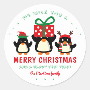 Adesivo Pinguins bonitos Felizes Natal