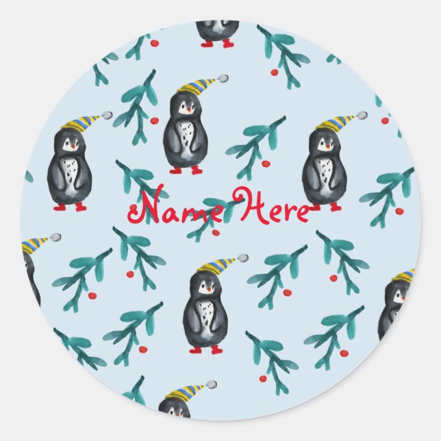Adesivo Pinguins de Arte de Natal (Frente)