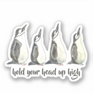 Adesivo Pinguins de Cores Aquáticas Cujas Cabeças Levant