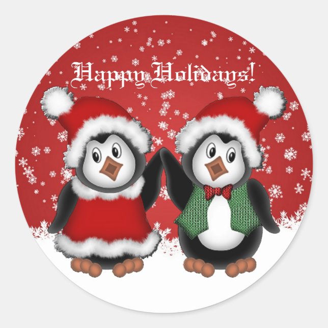 Adesivo Pinguins de Natal Bonitos (Frente)