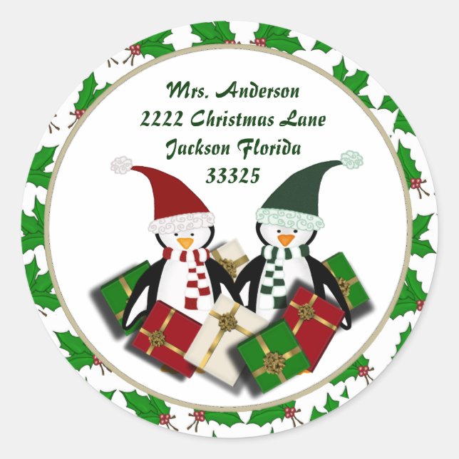 Adesivo Pinguins de Natal e Stickers (Frente)