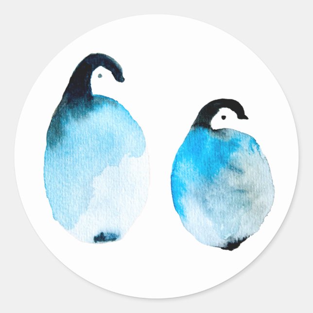 Adesivo Pinguins fofos aquarela (Frente)