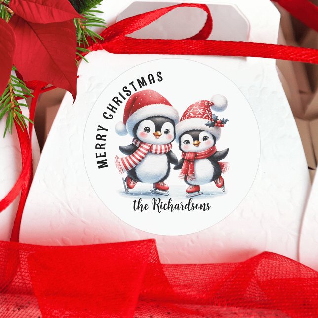 Adesivo Pinguins Fofos Patinando Feliz Natal (Criador carregado)