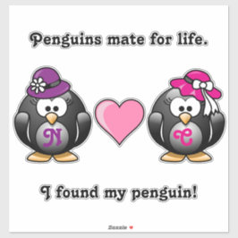 Adesivo Pinguins lésbicos adoráveis duas noivas chapéus ca