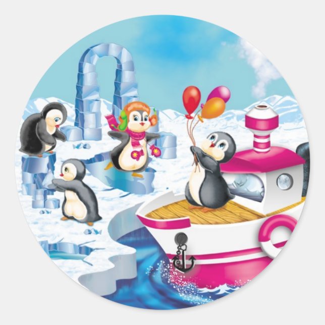 Adesivo pinguins na Antártica (Frente)