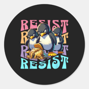 Adesivo Pinguins Retro Resistir Protesto Contra Tarifas Ho