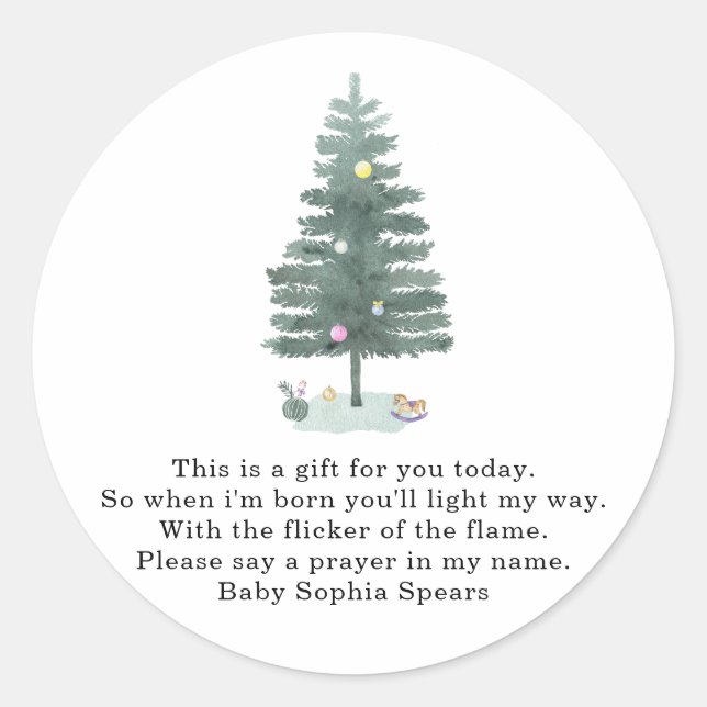 Adesivo Pinheira aquarela - Orações para bebê (Frente)