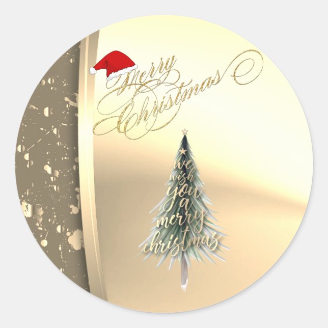 Adesivo Pinheiro da Moda, Chapéu de Papai Noel, Dourado Ar (Frente)