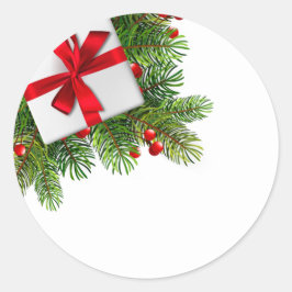 Adesivo Pinheiros de Natal com vermelho branco presente