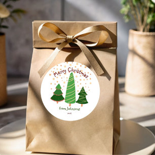 Adesivo Pinheiros de neve de Natal felizes, personalizados