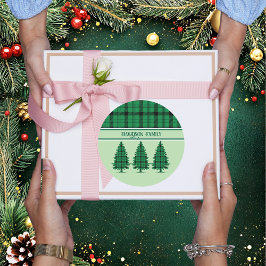 Adesivo Pinheiros de Tartan Preto Verde