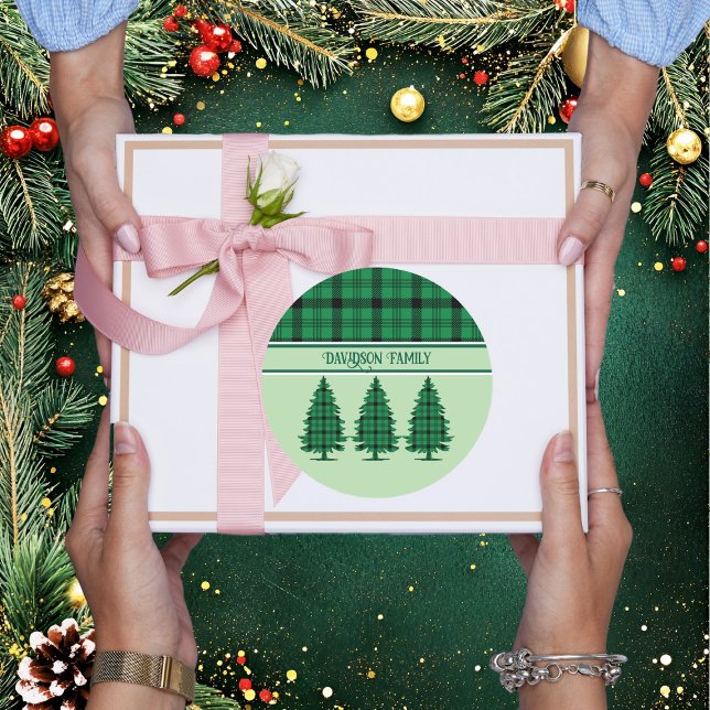 Adesivo Pinheiros de Tartan Preto Verde (Criador carregado)