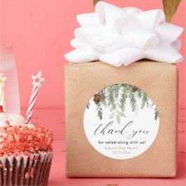 Adesivo Pinheiros russos de inverno chá de fraldas obrigad