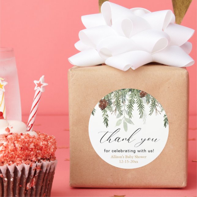 Adesivo Pinheiros russos de inverno chá de fraldas obrigad (Festa)