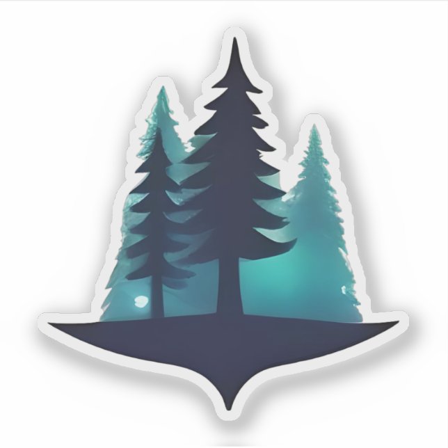 Adesivo Pinheiros Silhuetados com Brilho Místico (Frente)